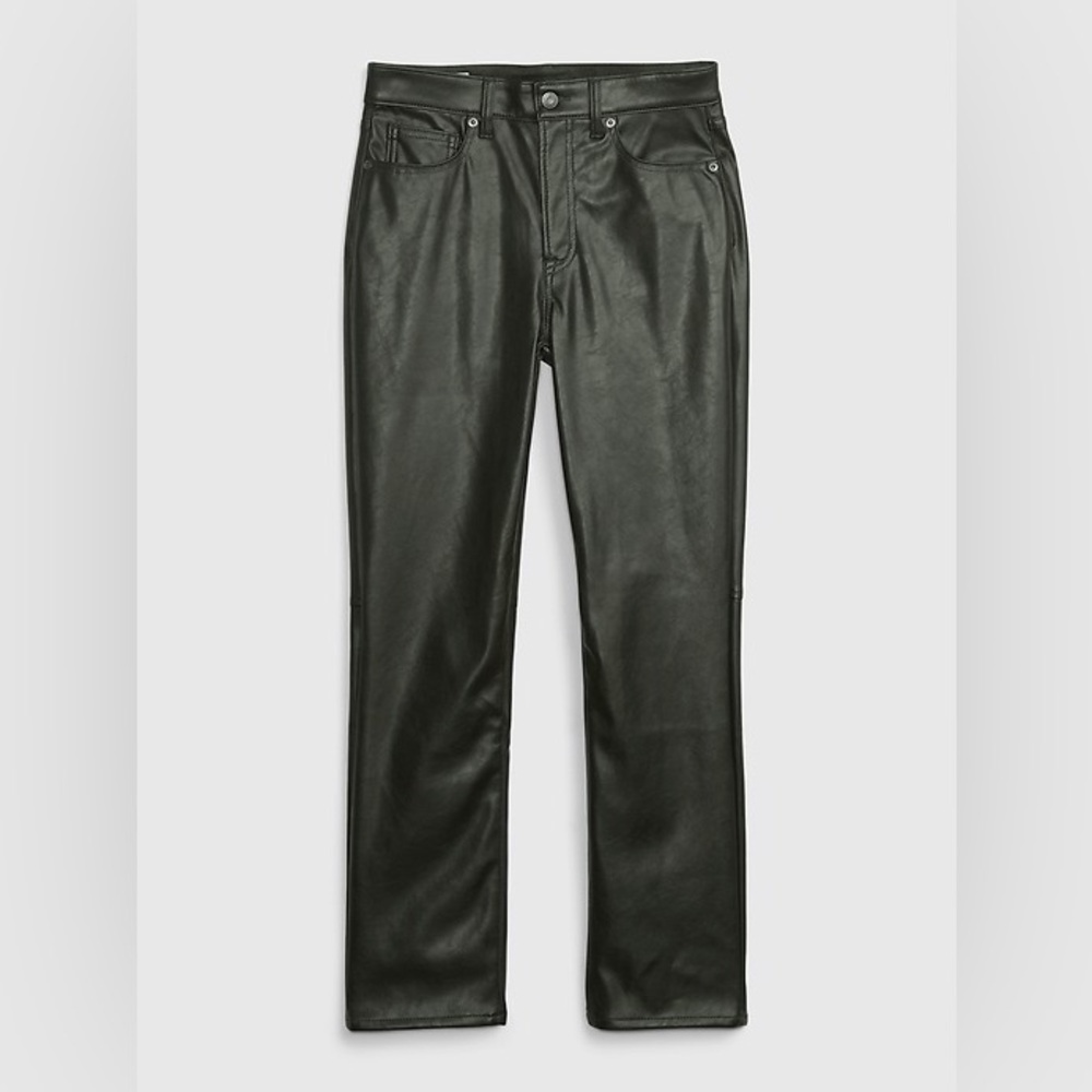 GAP Women’s High Rise Vegan Leather Vintage Slim Pants (Mistletoe Green)